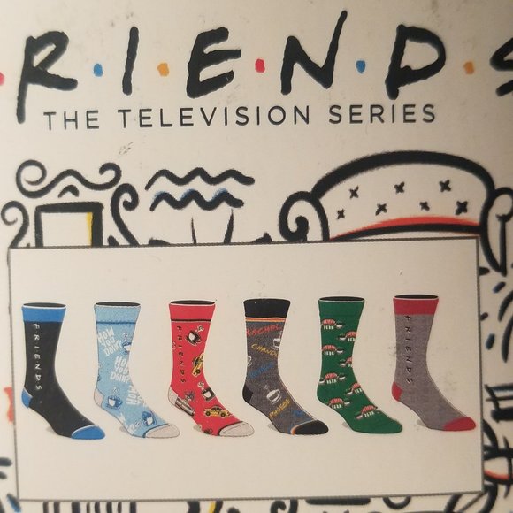 friends tv show mens casual crew socks 6 pack new - Picture 2 of 4